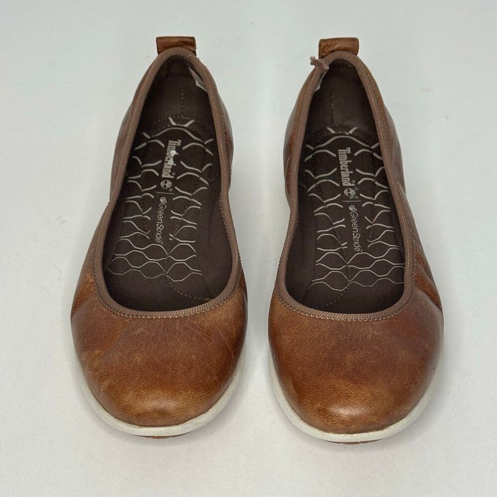 Timberland Leather Ballet Flat Slip-On Shoes Brown | Women Size 6.5